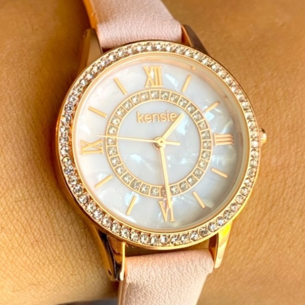 Kensie• Blush Pink & Rose Gold Crystal Watch